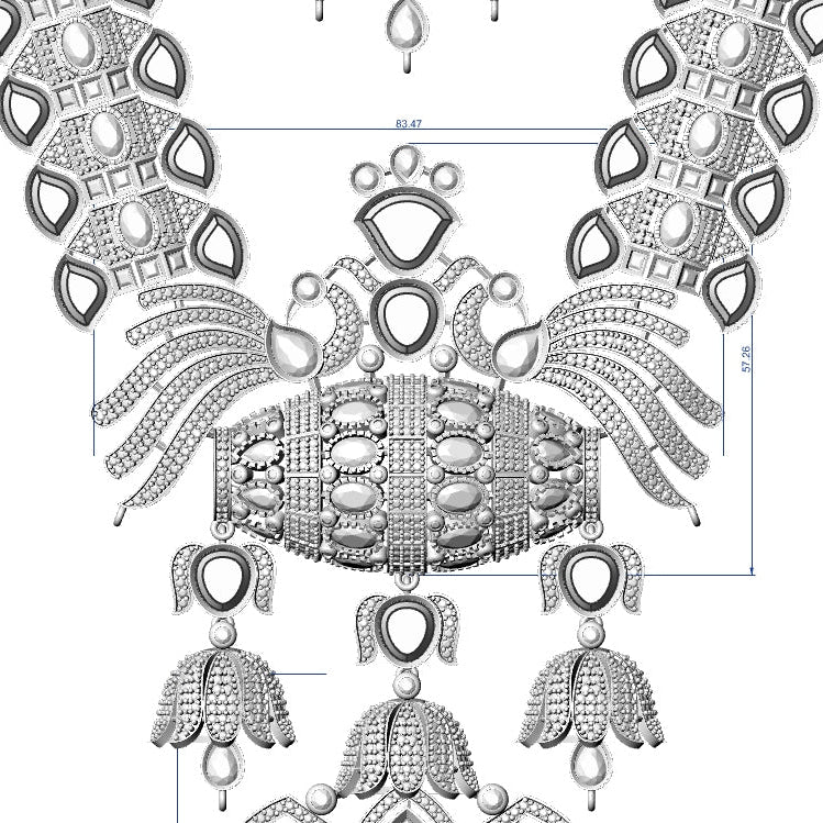Polki Round Stone Necklace & Earrings 4 STL File – Instant Digital Download