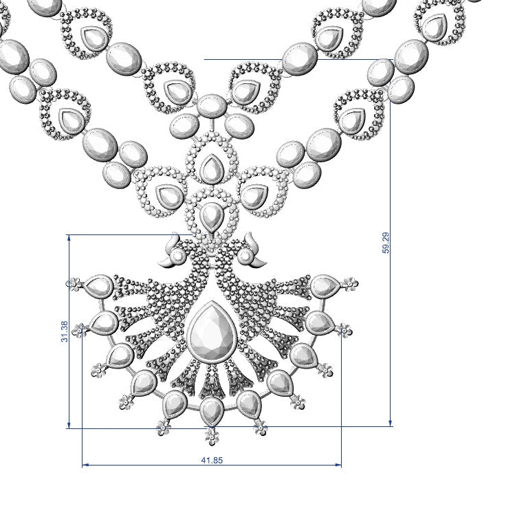 Necklace & Earring STL File – American Diamond Push Setting No.23 Digital Download