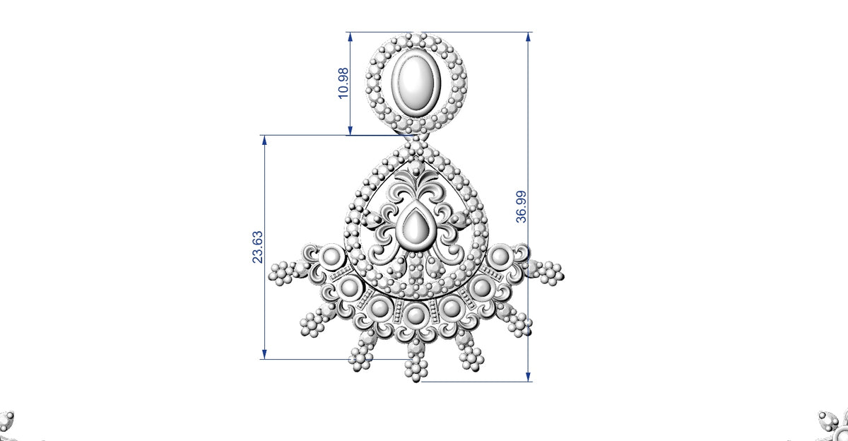 Necklace & Earring STL File – American Diamond Push Setting No.24 Digital Download