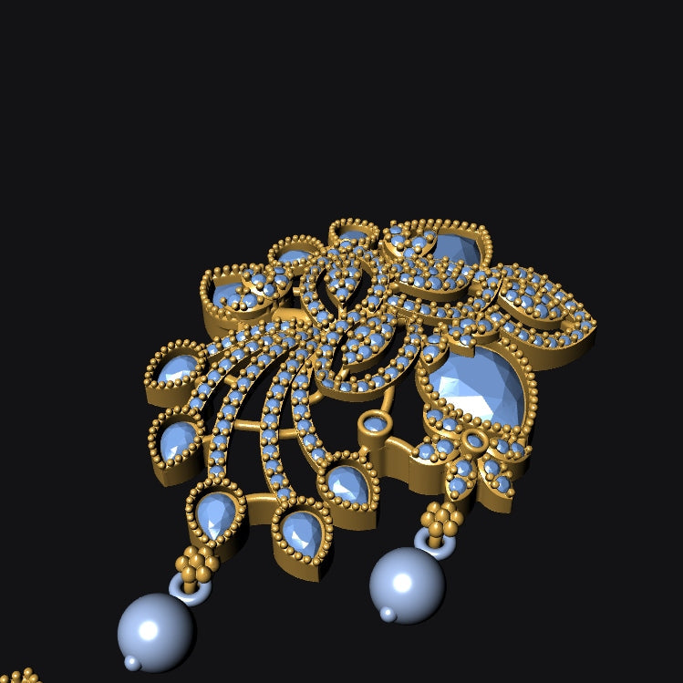 Pendant & Earring Set STL File – American Diamond Push Setting No. 7 Digital Download