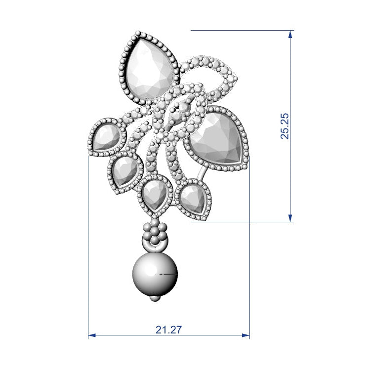 Pendant & Earring Set STL File – American Diamond Push Setting No. 7 Digital Download