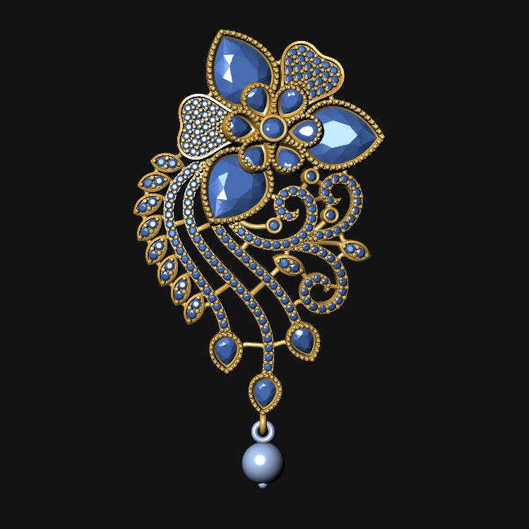 Pendant & Earring Set STL File – American Diamond Push Setting No. 8 Digital Download