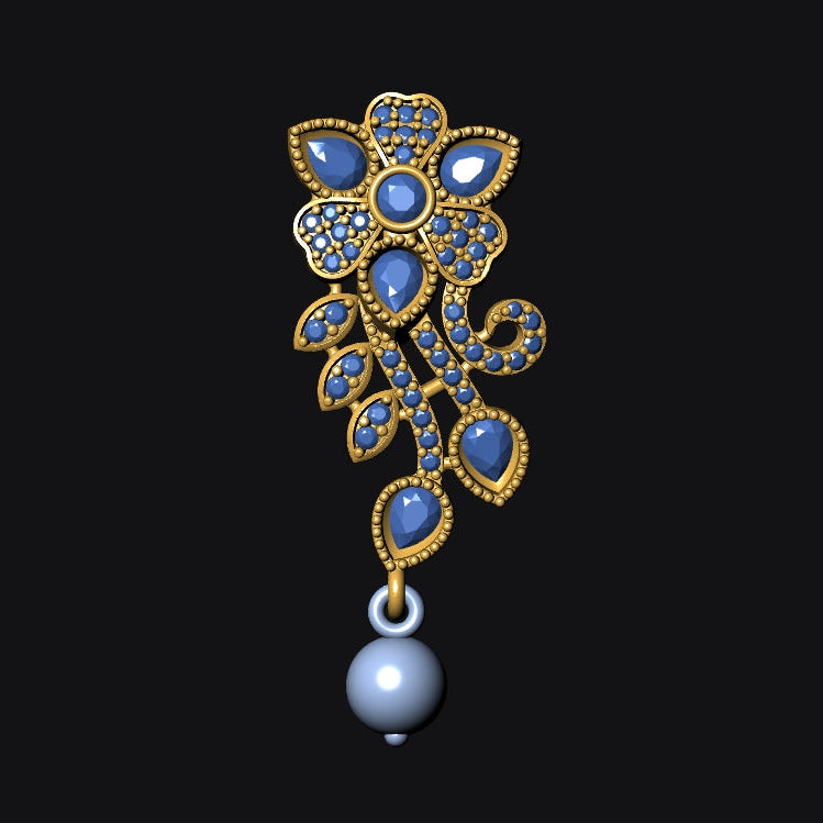 Pendant & Earring Set STL File – American Diamond Push Setting No. 8 Digital Download