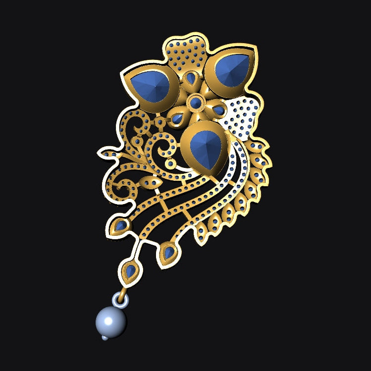 Pendant & Earring Set STL File – American Diamond Push Setting No. 8 Digital Download
