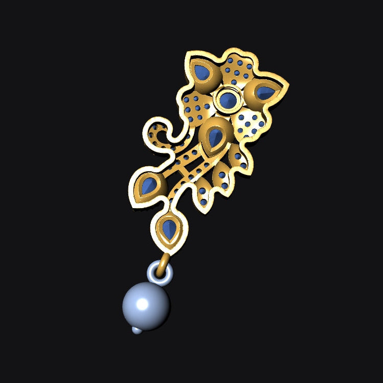 Pendant & Earring Set STL File – American Diamond Push Setting No. 8 Digital Download