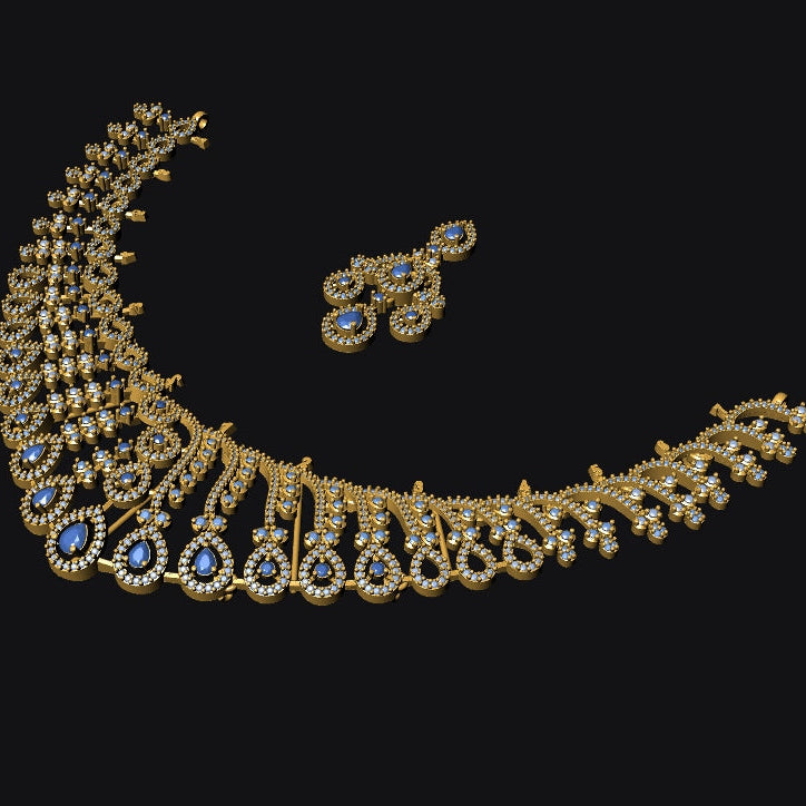 Necklace & Earring STL File – American Diamond Push Setting No.26 Digital Download