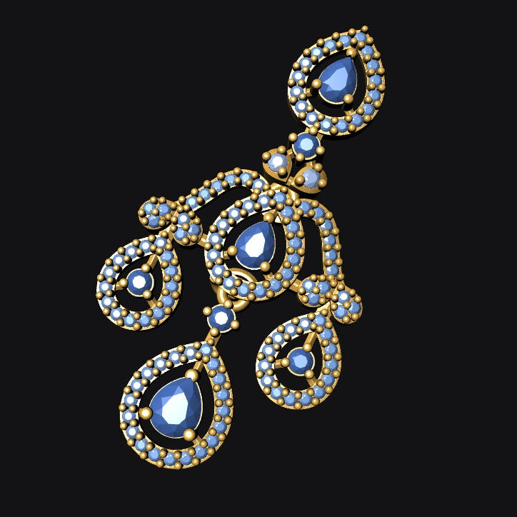 Necklace & Earring STL File – American Diamond Push Setting No.26 Digital Download