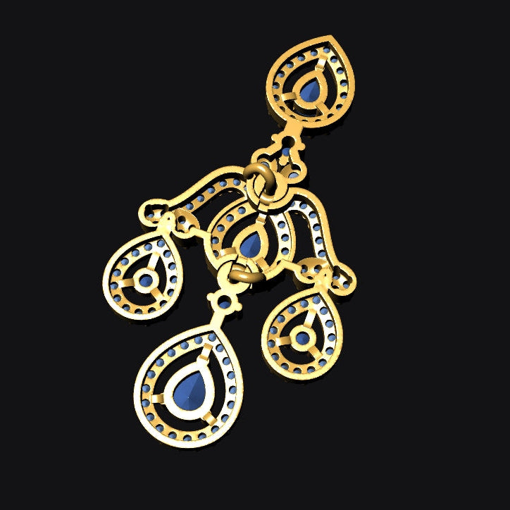 Necklace & Earring STL File – American Diamond Push Setting No.26 Digital Download