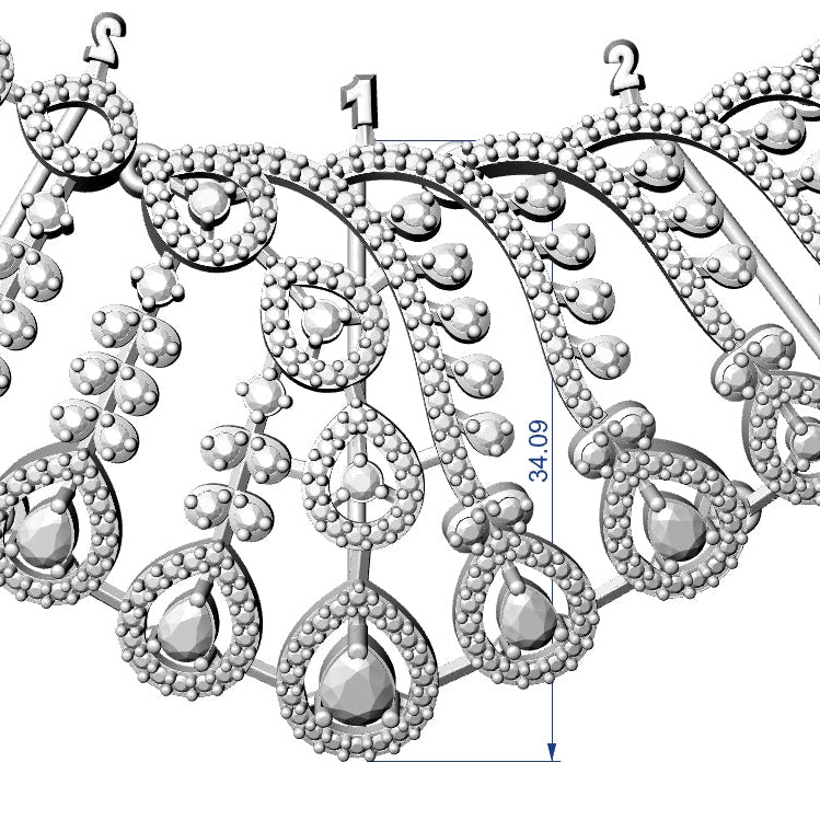 Necklace & Earring STL File – American Diamond Push Setting No.26 Digital Download