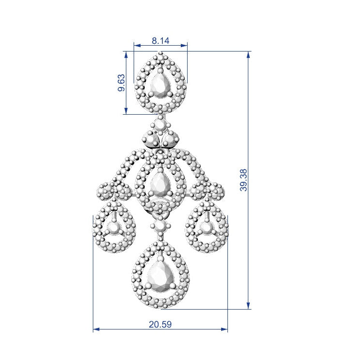 Necklace & Earring STL File – American Diamond Push Setting No.26 Digital Download