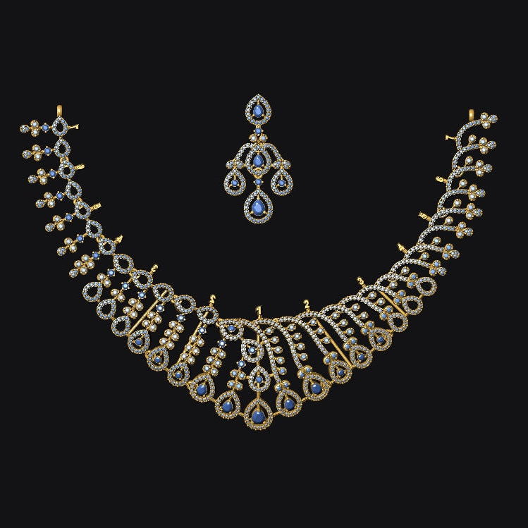 Necklace & Earring STL File – American Diamond Push Setting No.26 Digital Download