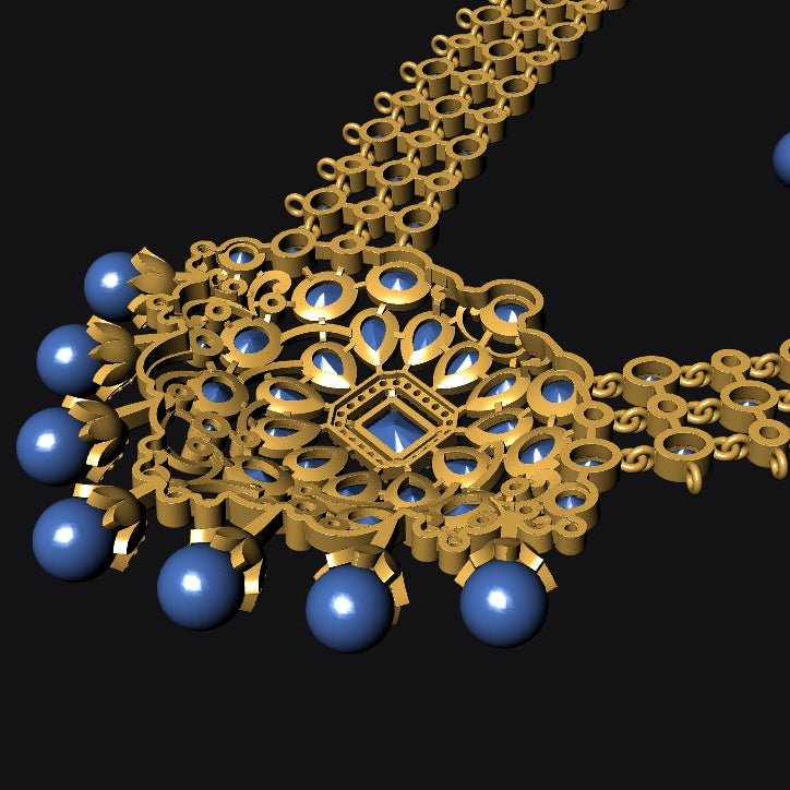 Polki Round Stone Necklace & Earrings 8 STL File – Instant Digital Download