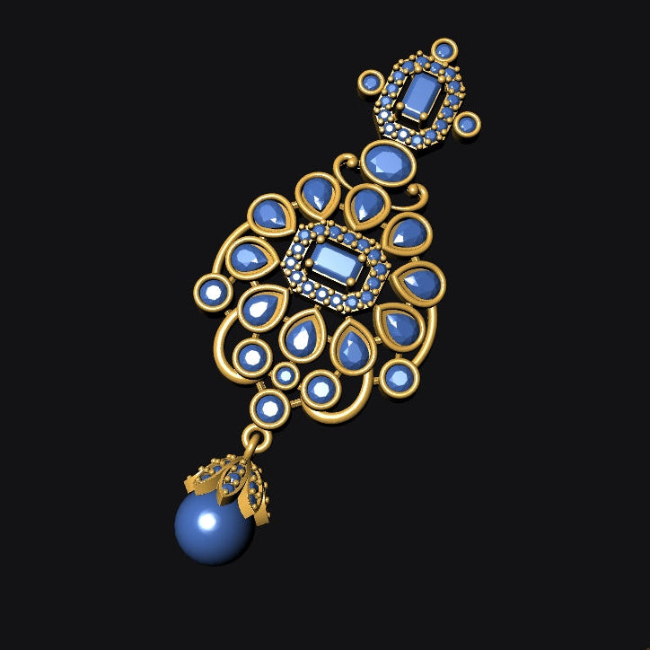 Polki Round Stone Necklace & Earrings 8 STL File – Instant Digital Download