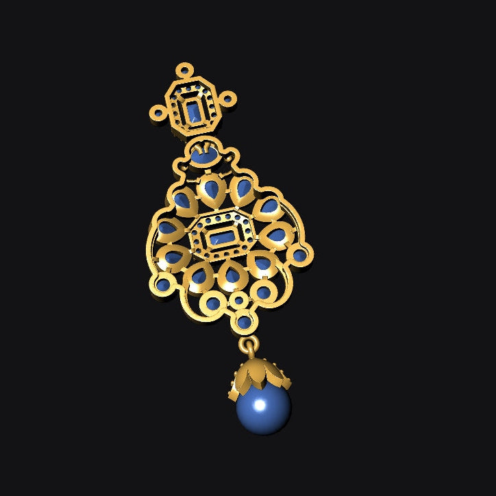 Polki Round Stone Necklace & Earrings 8 STL File – Instant Digital Download