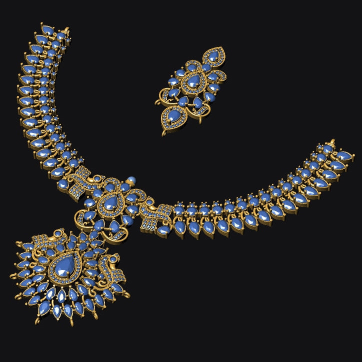 Necklace & Earring STL File – American Diamond Push Setting No.27 Digital Download