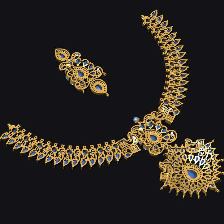 Necklace & Earring STL File – American Diamond Push Setting No.27 Digital Download