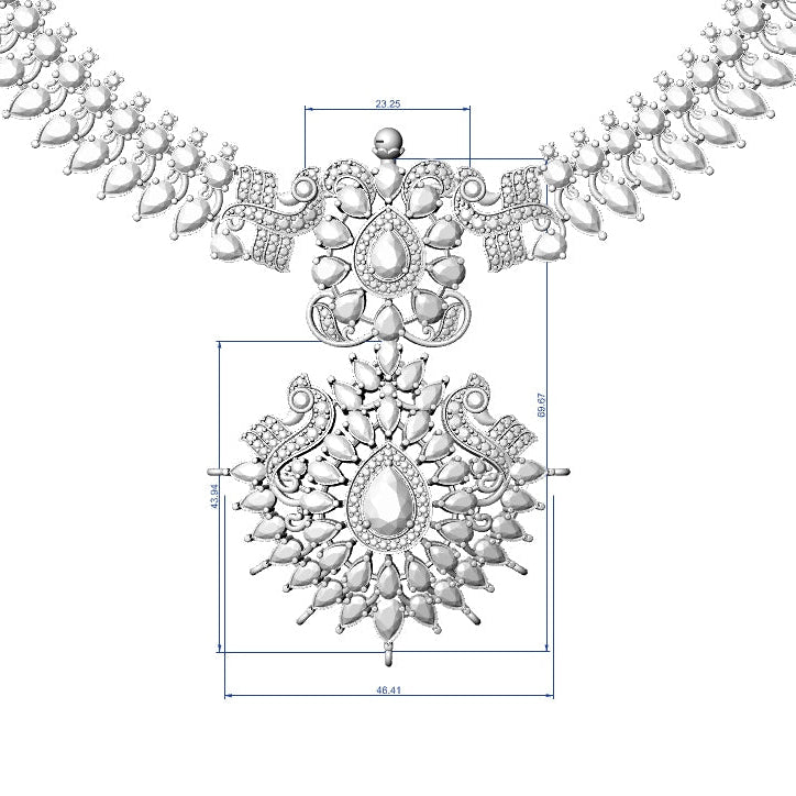 Necklace & Earring STL File – American Diamond Push Setting No.27 Digital Download