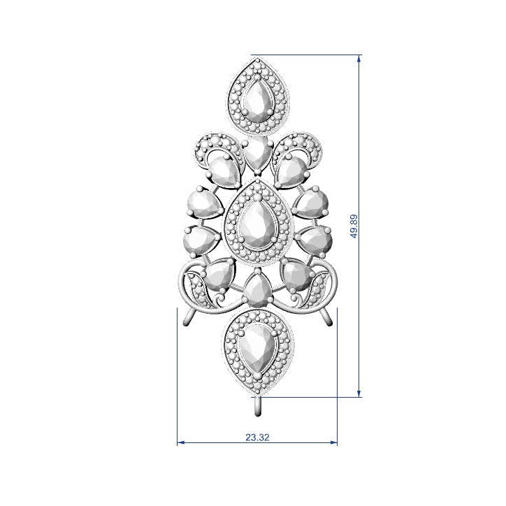 Necklace & Earring STL File – American Diamond Push Setting No.27 Digital Download