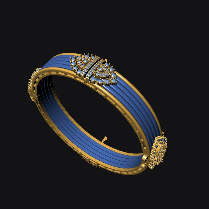 Changeable Bangle No. 1 | American Diamond Push-Setting STL File