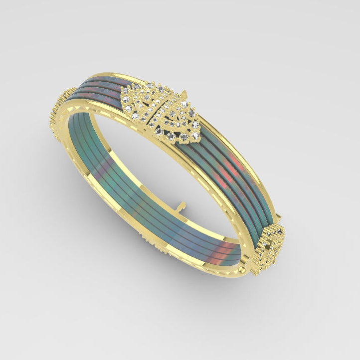 Changeable Bangle No. 1 | American Diamond Push-Setting STL File