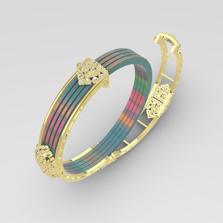 Changeable Bangle No. 1 | American Diamond Push-Setting STL File