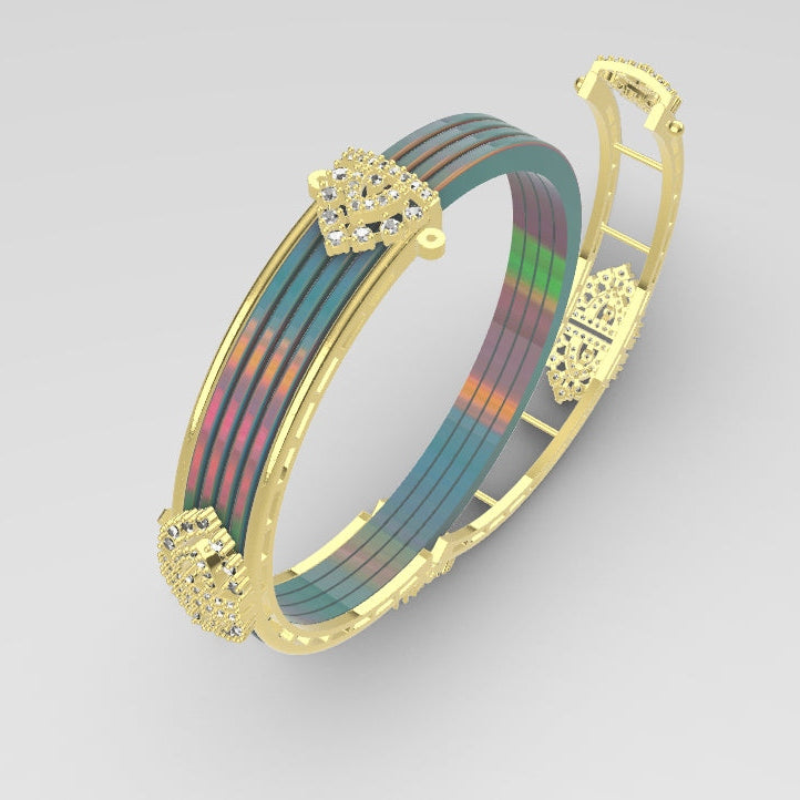 Changeable Bangle No. 1 | American Diamond Push-Setting STL File