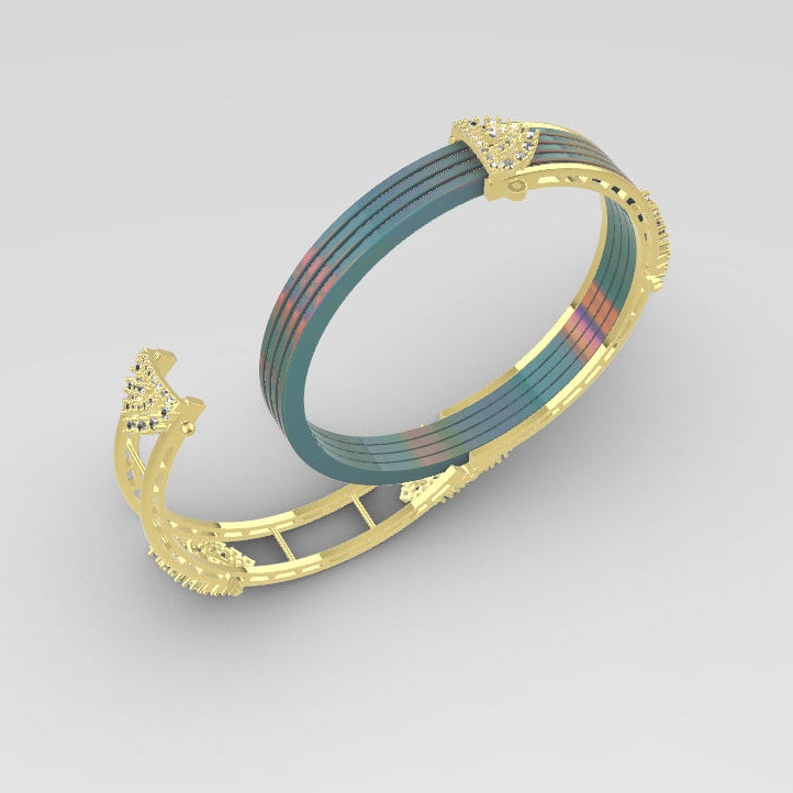 Changeable Bangle No. 1 | American Diamond Push-Setting STL File