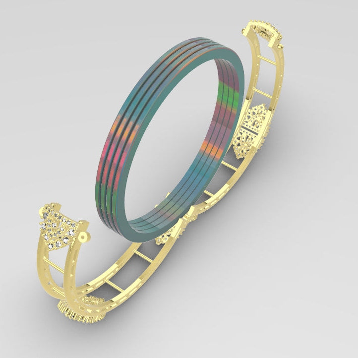Changeable Bangle No. 1 | American Diamond Push-Setting STL File