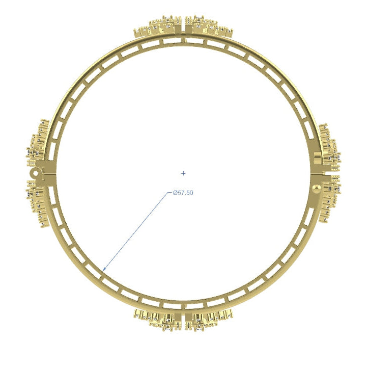Changeable Bangle No. 1 | American Diamond Push-Setting STL File
