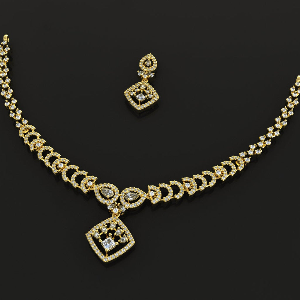 Necklace & Earring STL File American Diamond Push Setting No.7 Digital Download