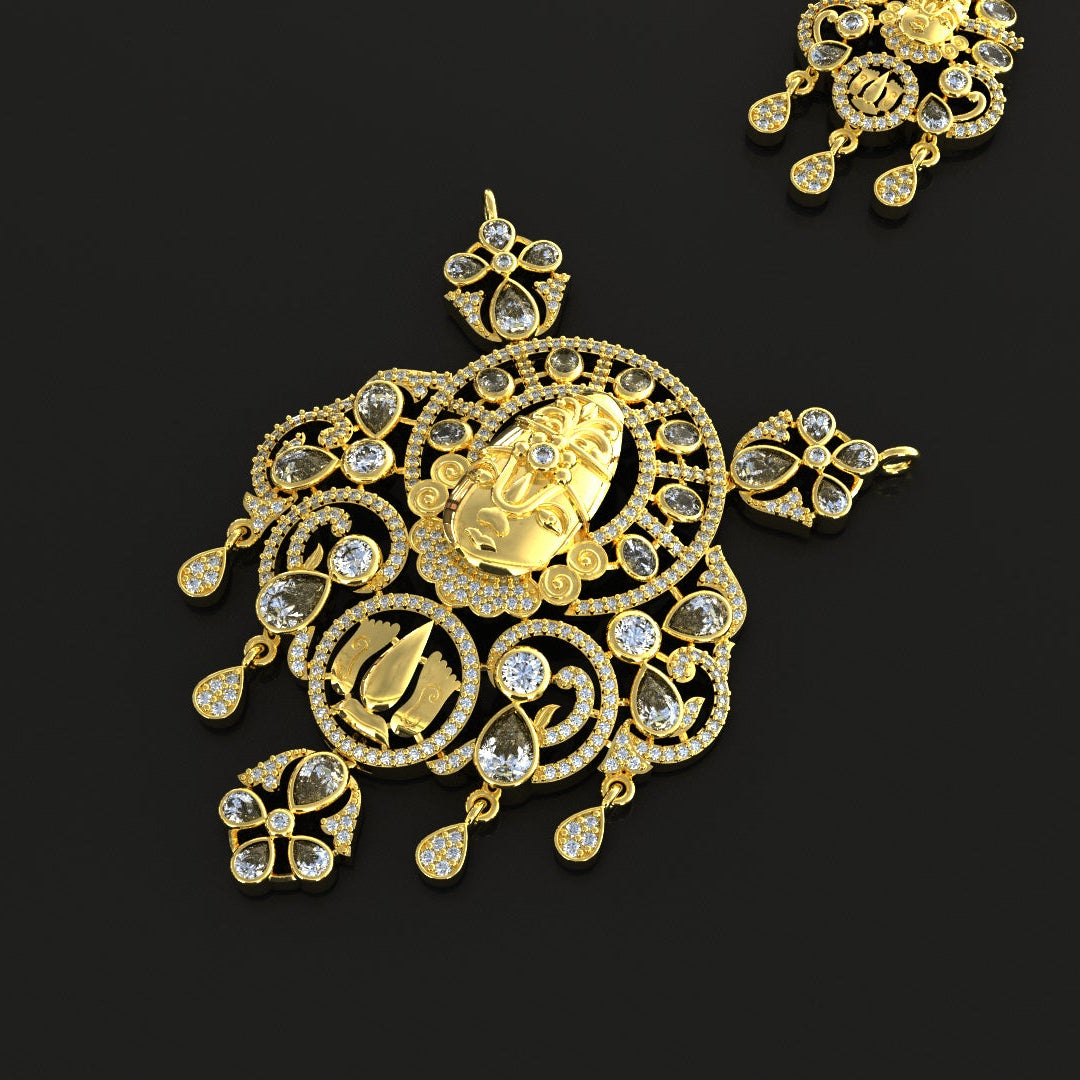 Traditional Goddess Balaji Temple Jewellery Set for Women | Necklace with Matching Earrings