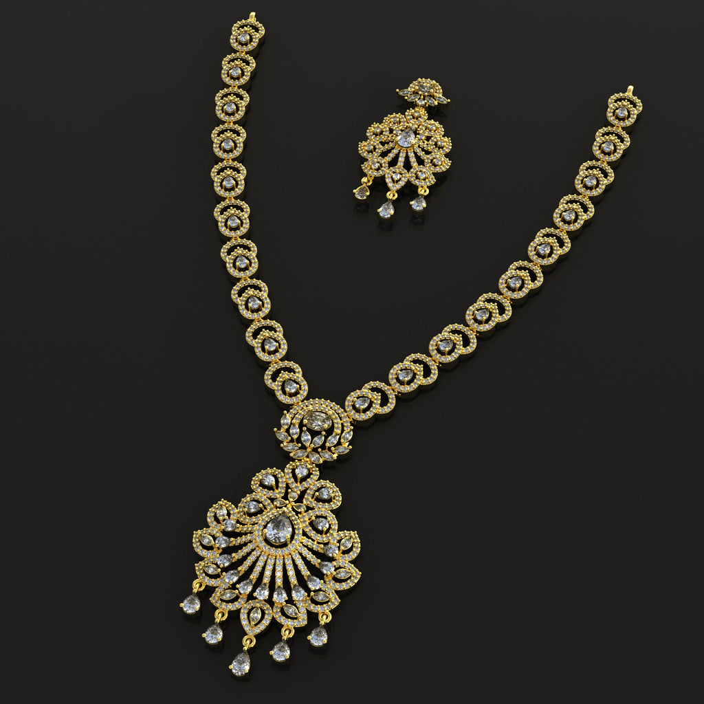 Long Necklace & Earring STL File Digital Download