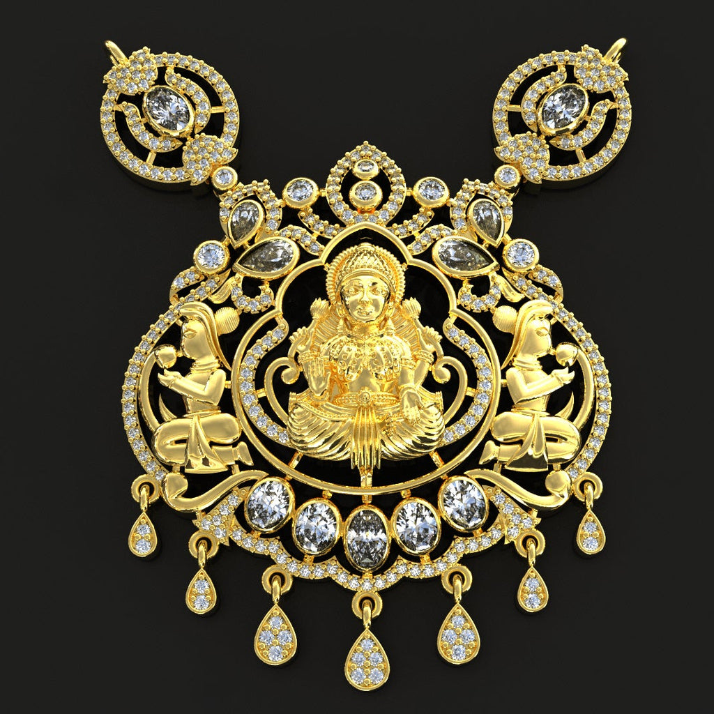 Traditional Goddess Lakshmi Temple Jewellery Set for Women | Necklace with Matching Earrings
