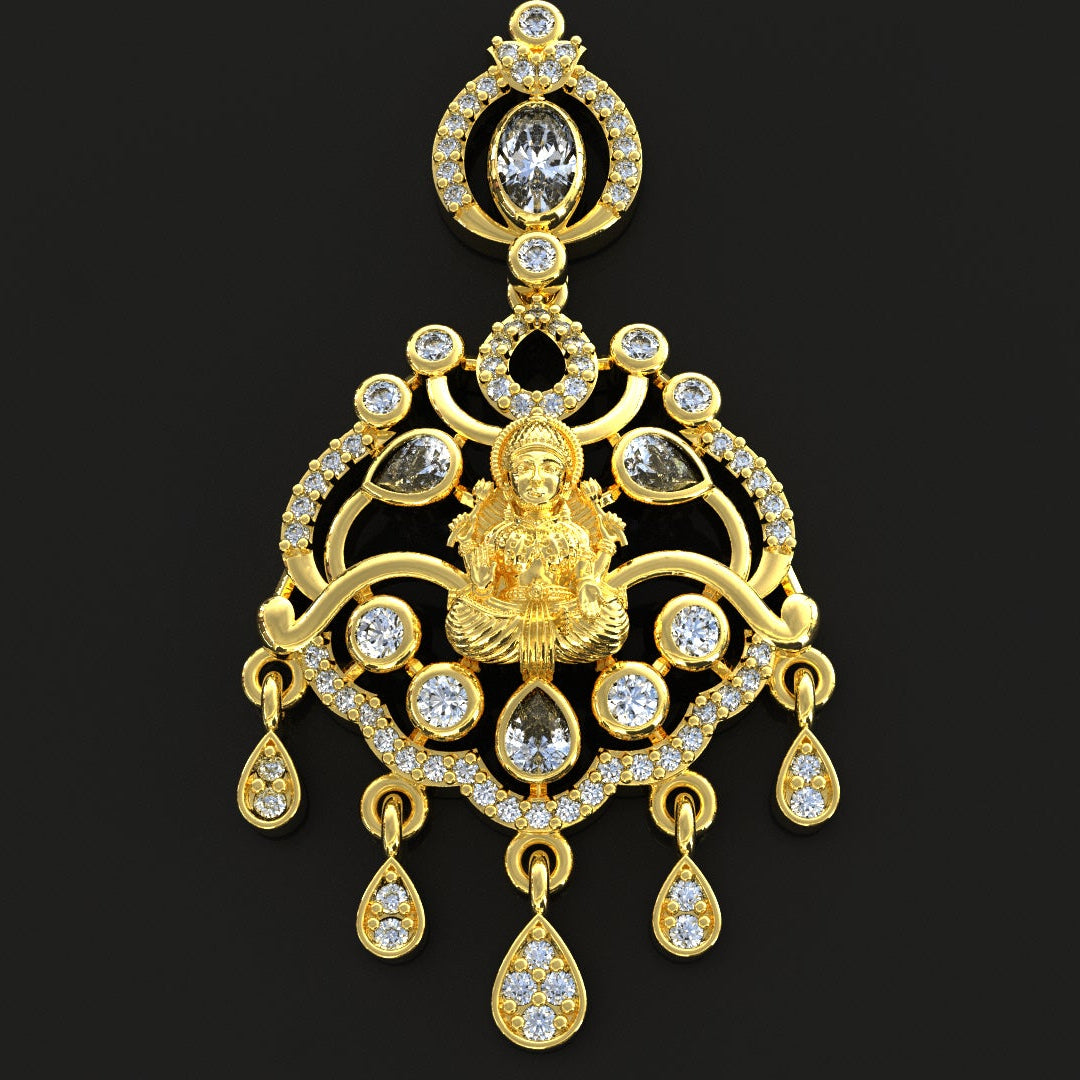 Traditional Goddess Lakshmi Temple Jewellery Set for Women | Necklace with Matching Earrings