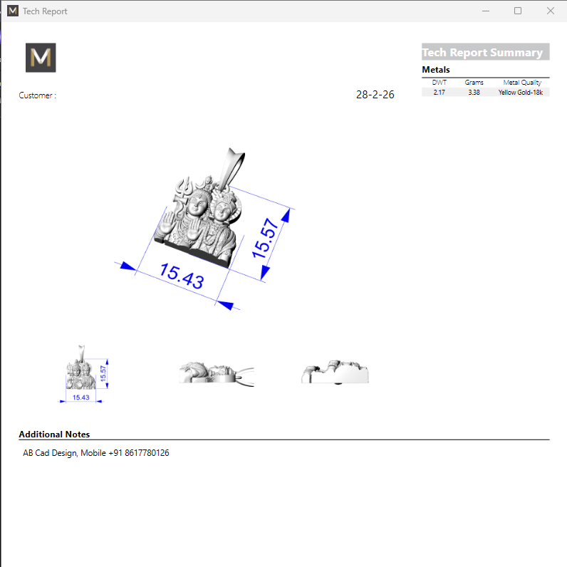 Technical drawing of a mechanical component with dimensions on a software interface